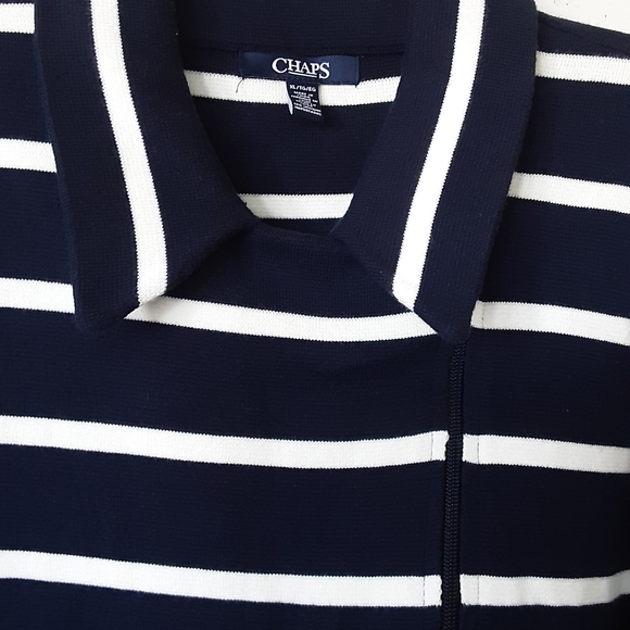 Chaps Navy and Ivory Zip Up Collared Sweater Cardigan XL - Picture 7 of 8